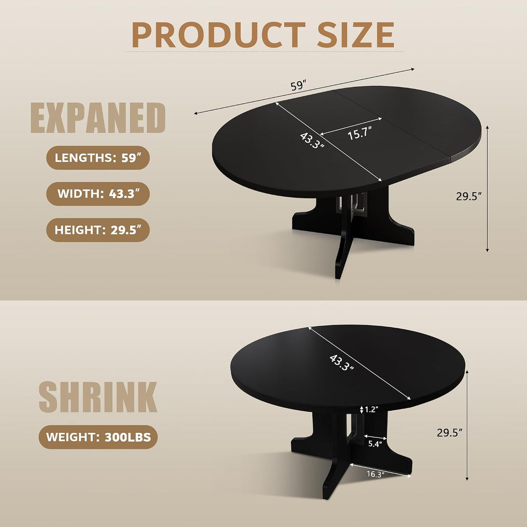 Black Pedestal Extendable Dining Table