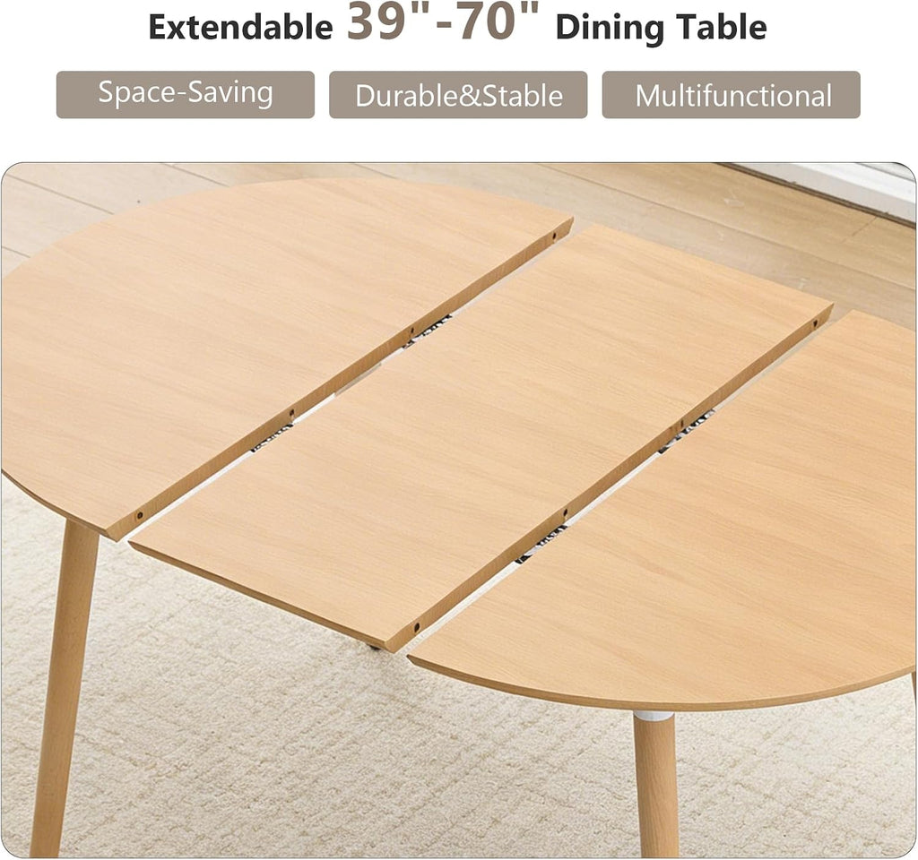 Wood Extendable Round Oval Dining Table