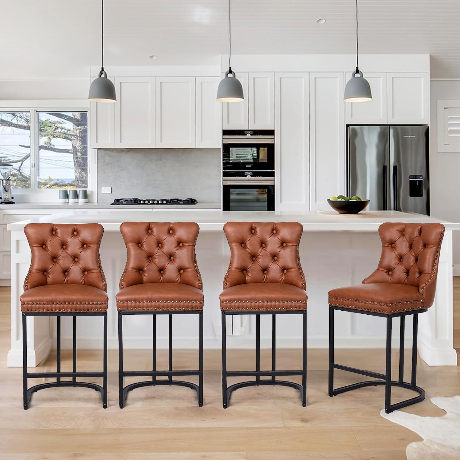 Brown Counter Bar Stools Set of 3