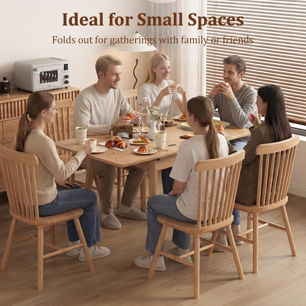 Natural Expandable Solid Wood Dining Table