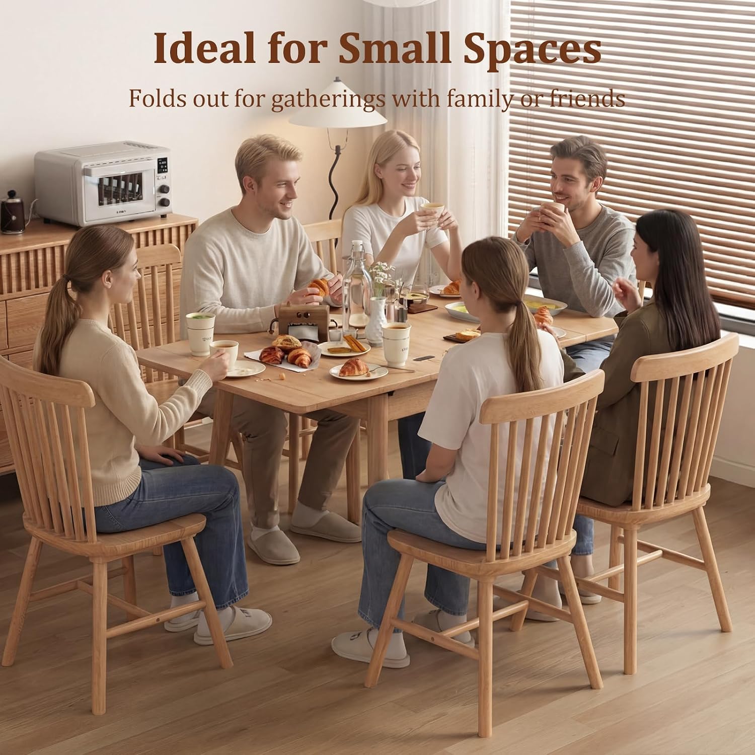 Natural Expandable Solid Wood Dining Table