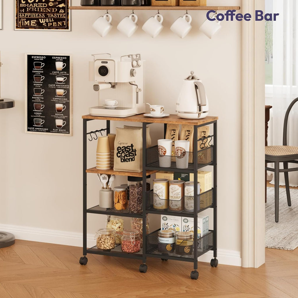 Espresso Rolling Kitchen Storage Cart