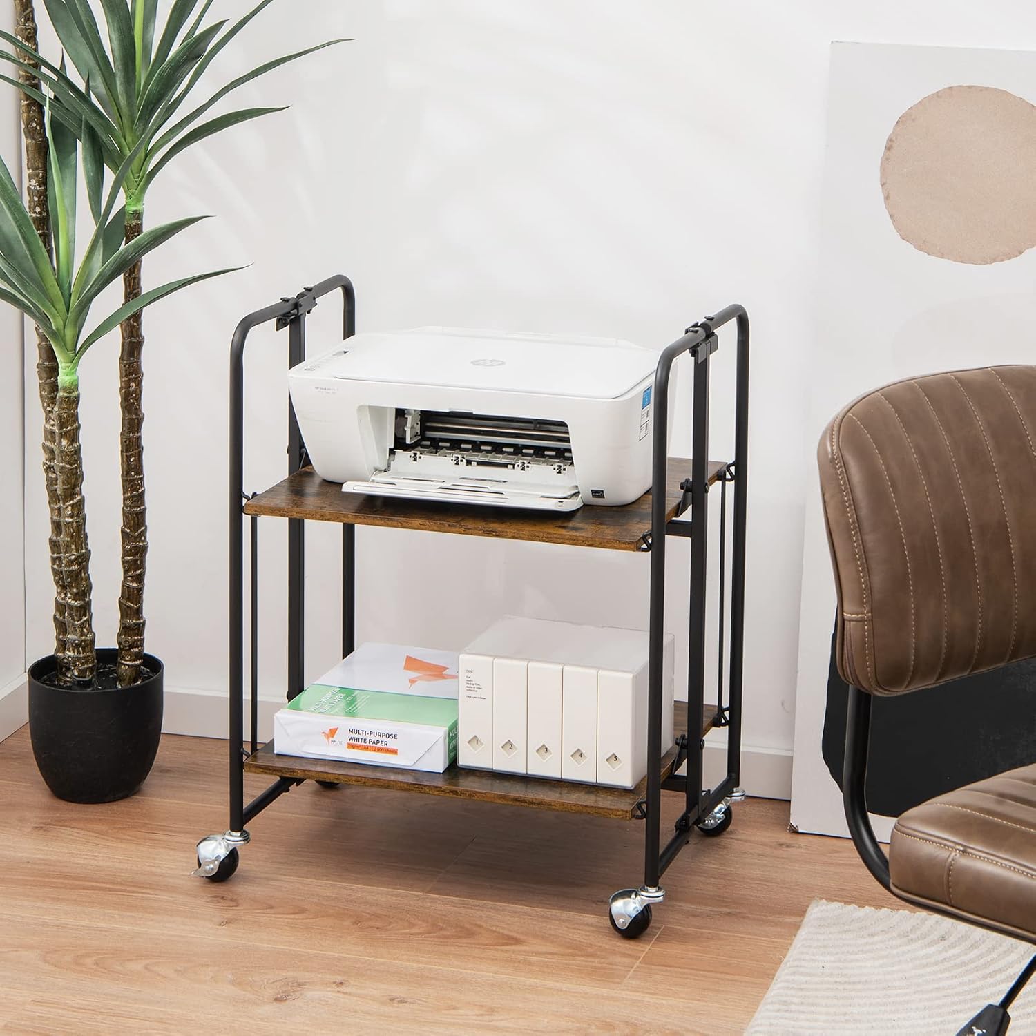 Foldable Rolling 2-Tier Kitchen Storage Cart
