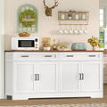 White Farmhouse 63in Storage Sideboard Cabinet