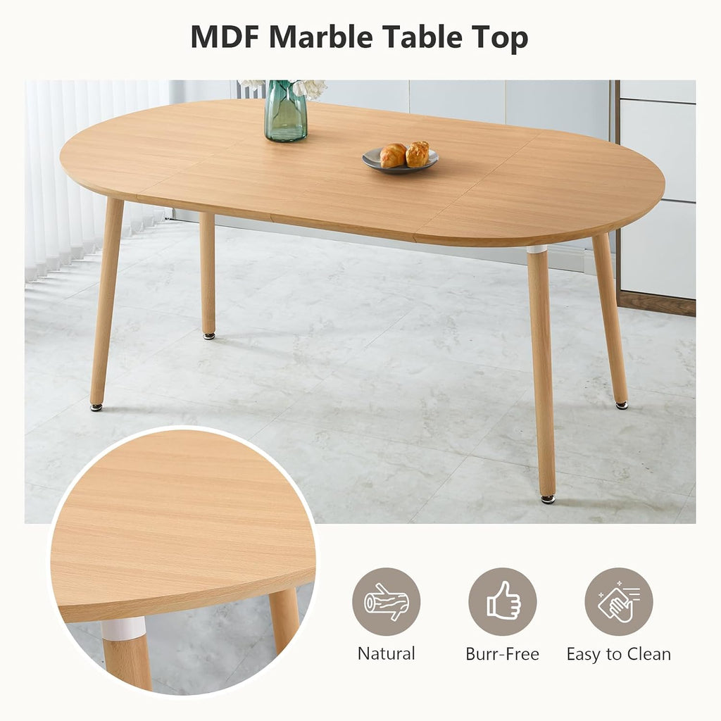 Wood Extendable Round Oval Dining Table
