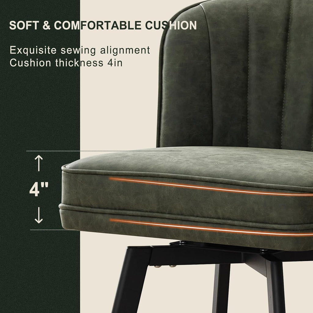 Green 26" Swivel Faux Leather Counter Stools Set of 2