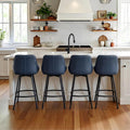 Blue 26" Low Back Swivel Counter Bar Stools Set of 4