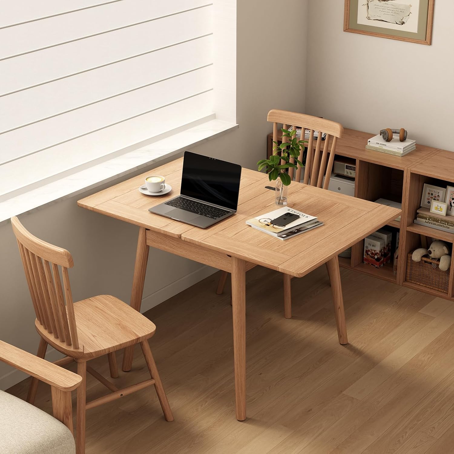 Natural Expandable Solid Wood Dining Table