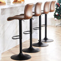 Brown Adjustable Swivel Counter Bar Stools Set of 4