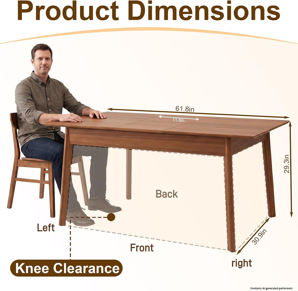 Walnut Solid Wood Extendable Table