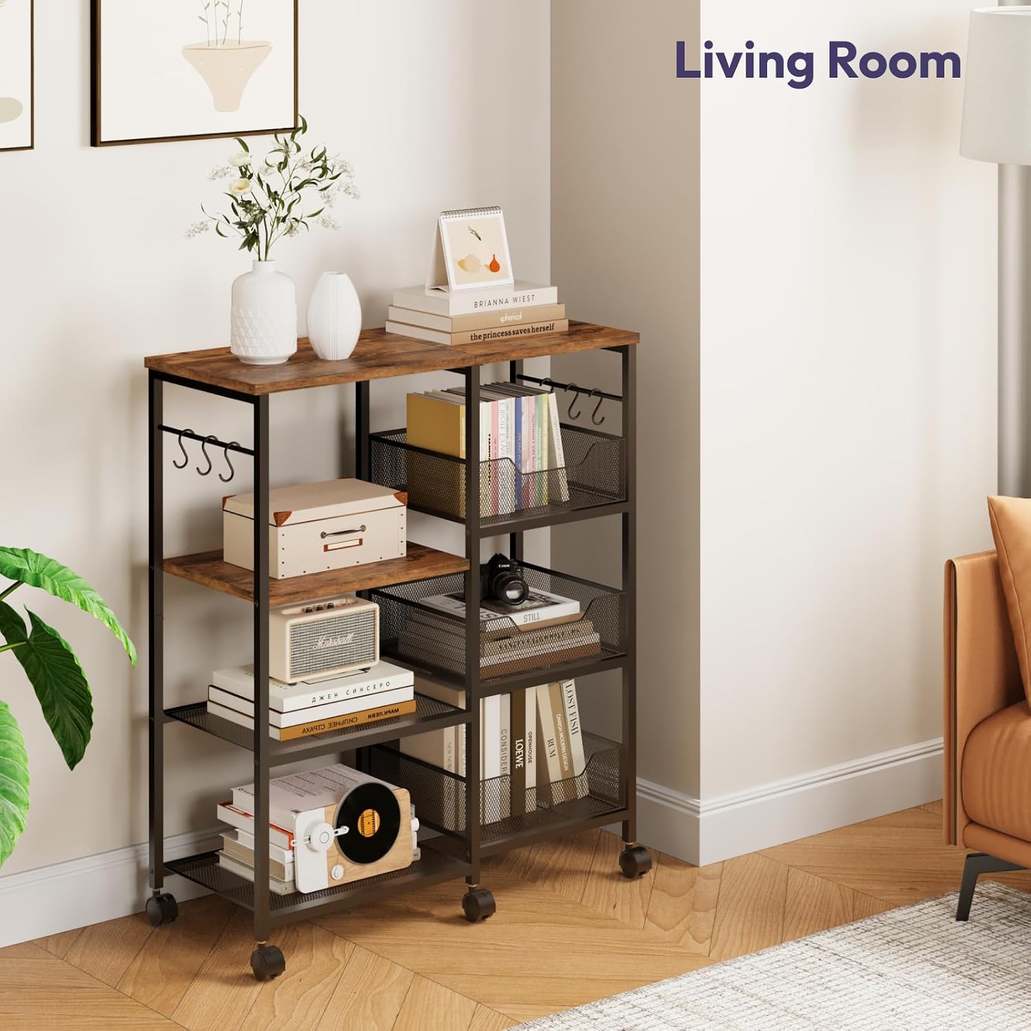 Espresso Rolling Kitchen Storage Cart