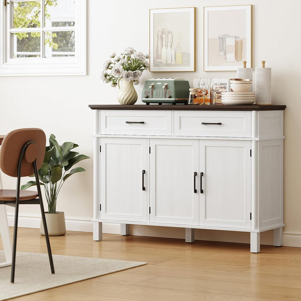 Off White Farmhouse 48in Storage Sideboard