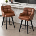 Brown 26" Solid Wood Leg Swivel Counter Stools Set of 2