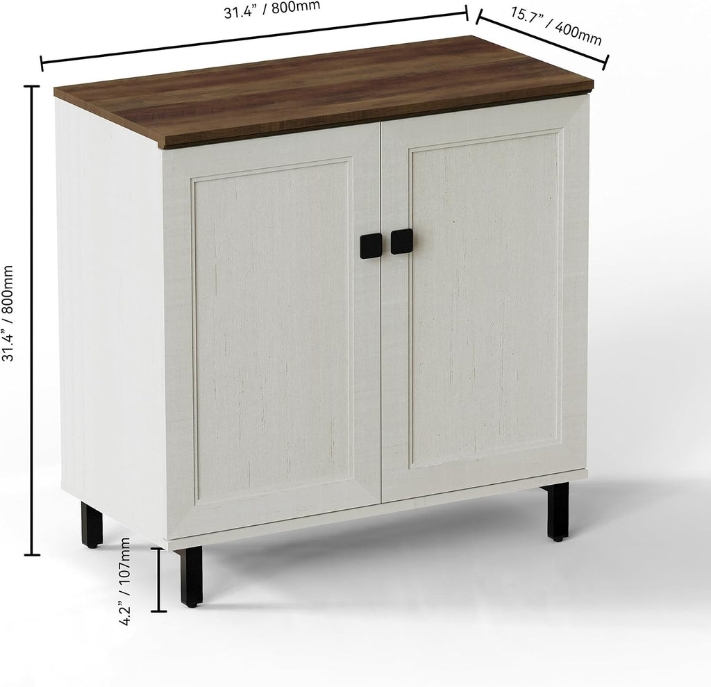 White Farmhouse Storage Sideboard Cabinet