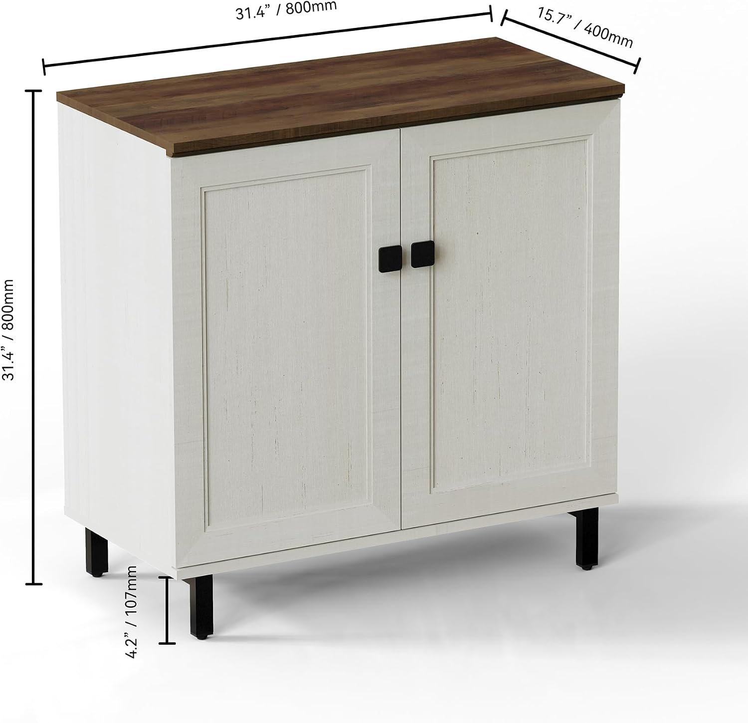 White Farmhouse Storage Sideboard Cabinet