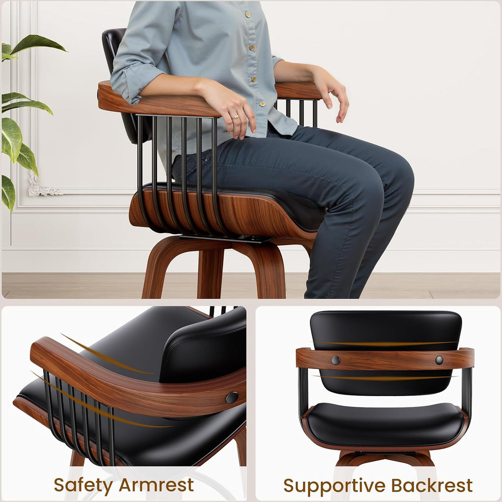 Black Swivel Arm Counter Stools Set of 3