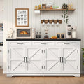 White Farmhouse Storage Sideboard Buffet Cabinet