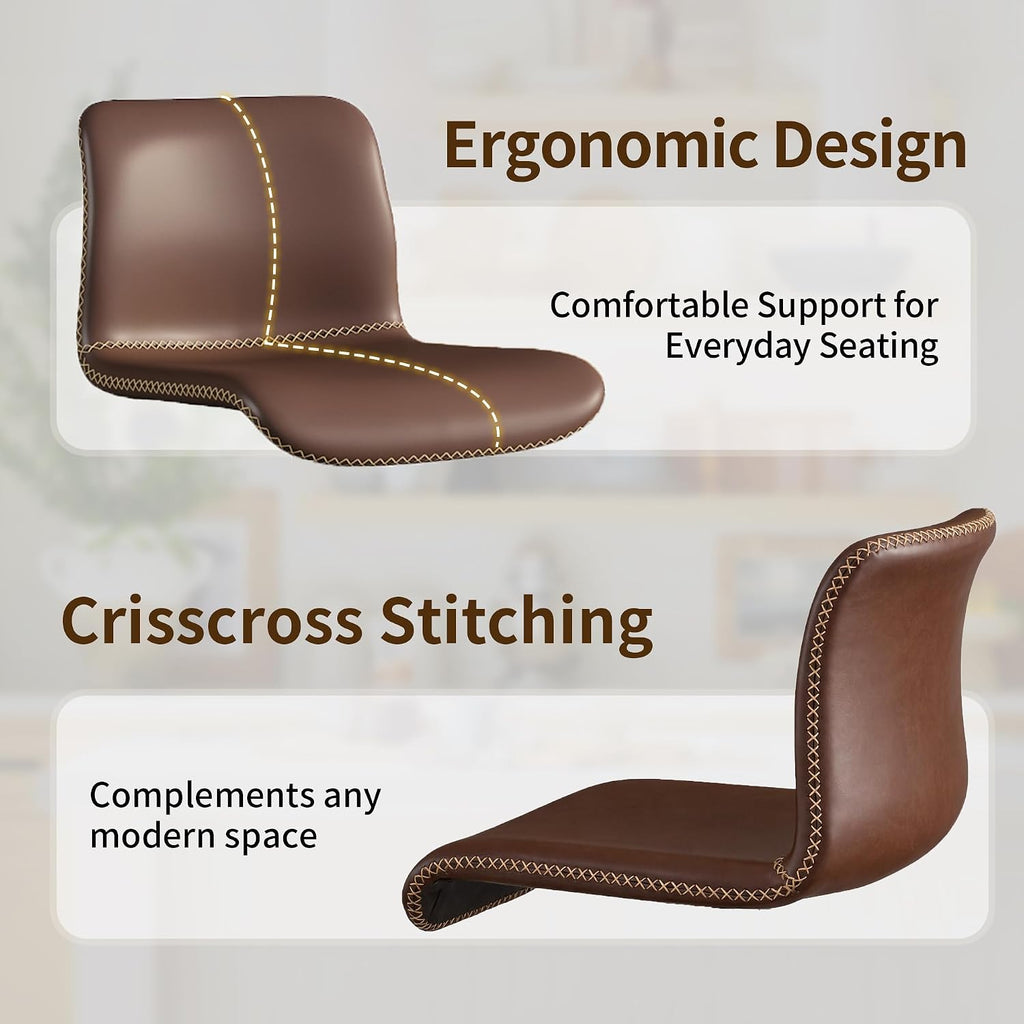 Brown Adjustable Swivel Counter Bar Stools Set of 4