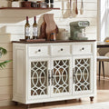 White 48in Glass Door Farmhouse Sideboard Cabinet