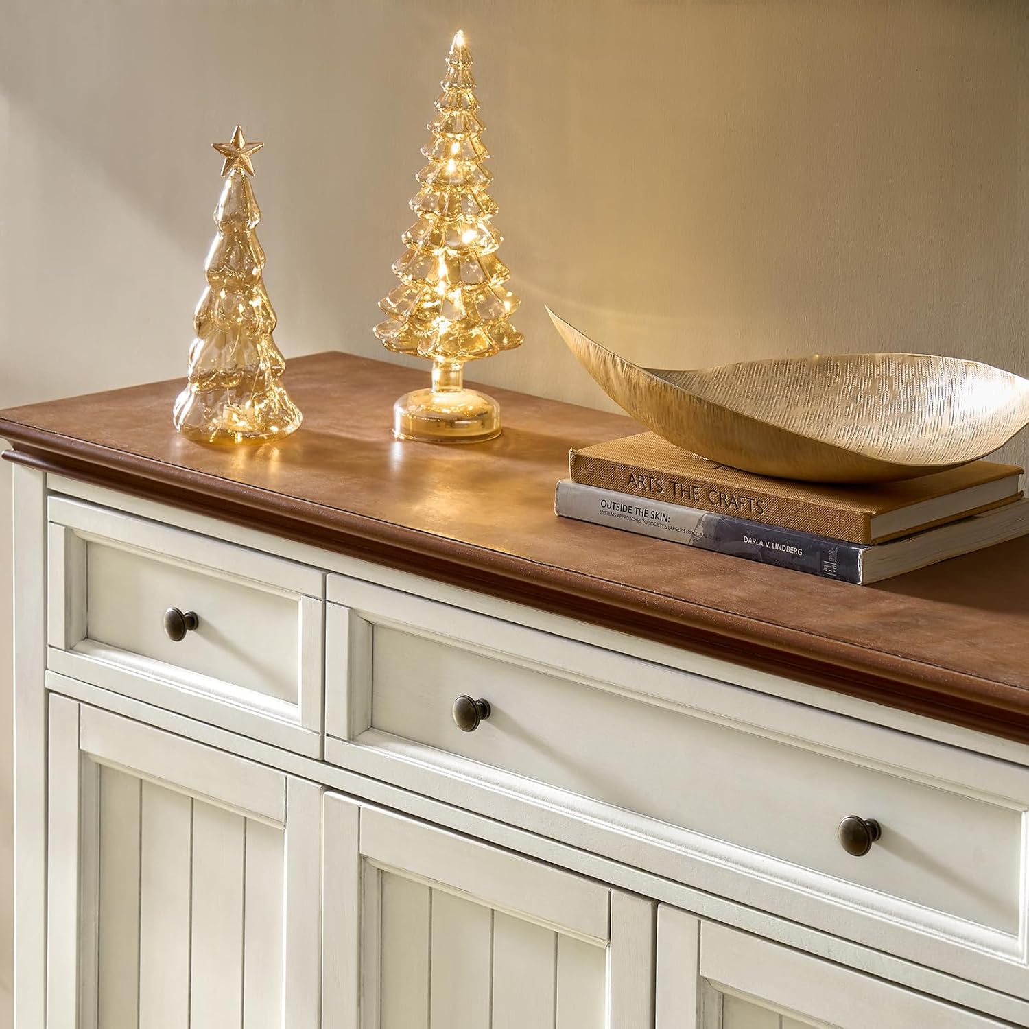 White Tufted 58in Farmhouse Storage Sideboard