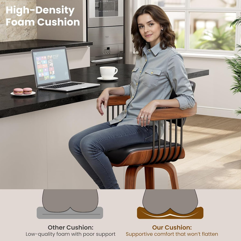 Black Swivel Arm Counter Stools Set of 3