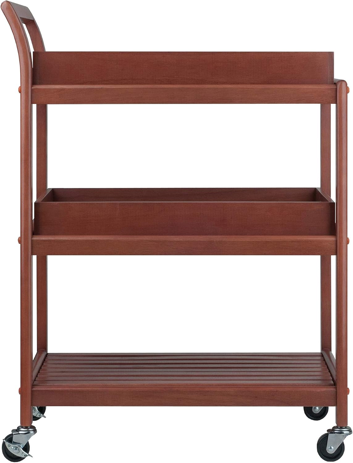 Walnut Albert 3-Tier Rolling Bar Cart