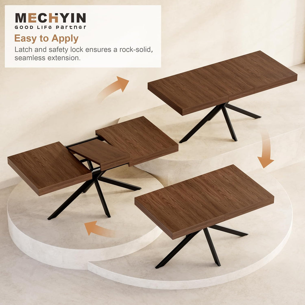 Walnut Storage Extendable Dining Table