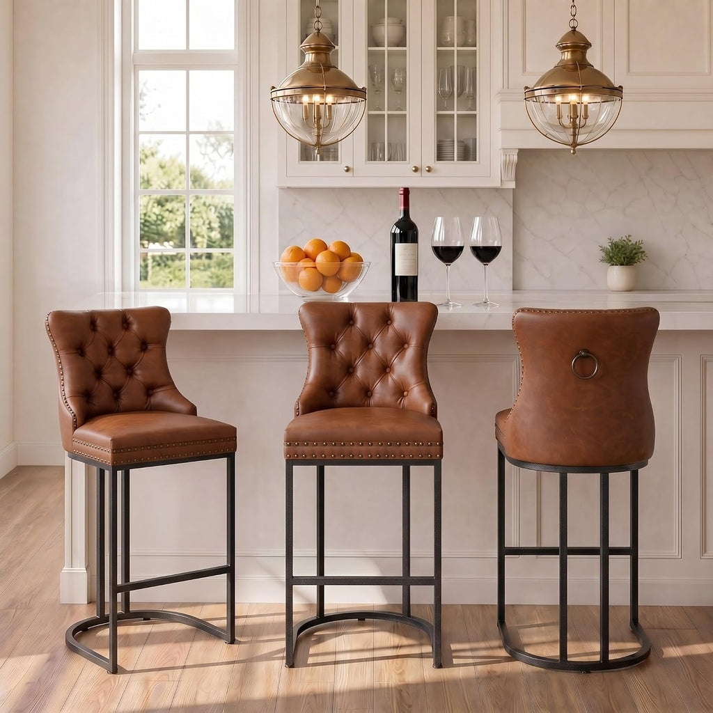 Brown Counter Bar Stools Set of 3