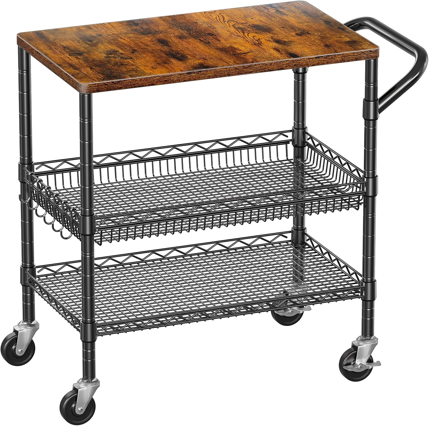 Wood Top Heavy Duty Rolling Utility Cart