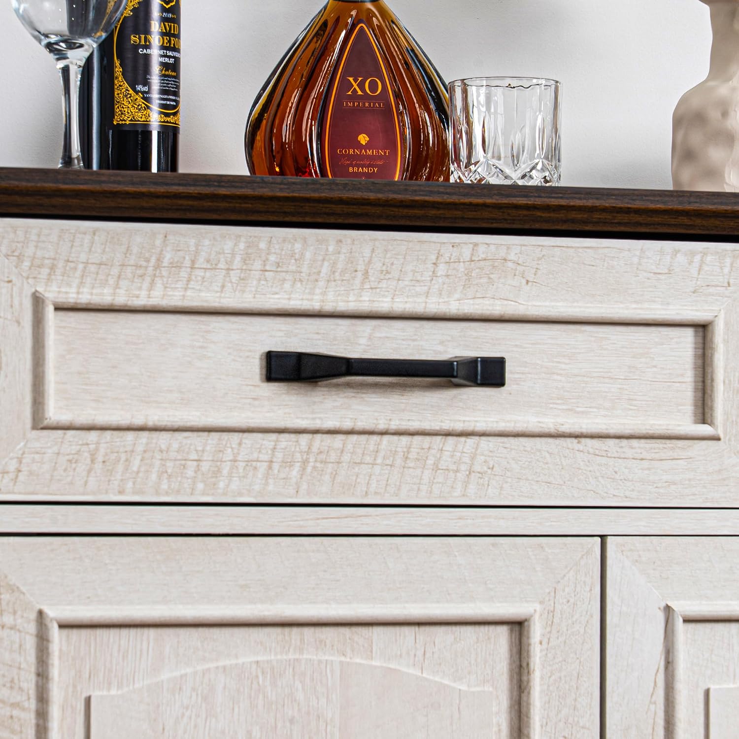 White Walnut 66in Farmhouse Storage Sideboard