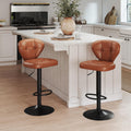 Brown Adjustable High Back Swivel Bar Stools Set of 2