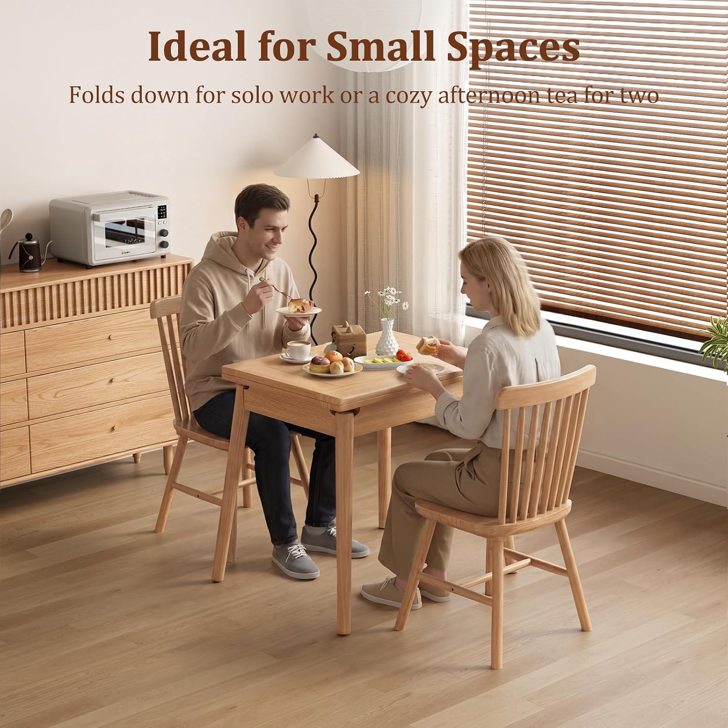 Natural Expandable Solid Wood Dining Table