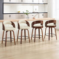 Beige 26" Bentwood Swivel Counter Bar Stools Set of 4