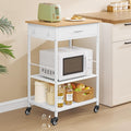 Oak White Rolling Storage Kitchen Island Cart