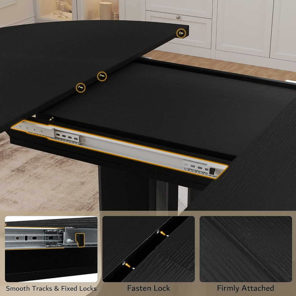 Black Pedestal Extendable Dining Table