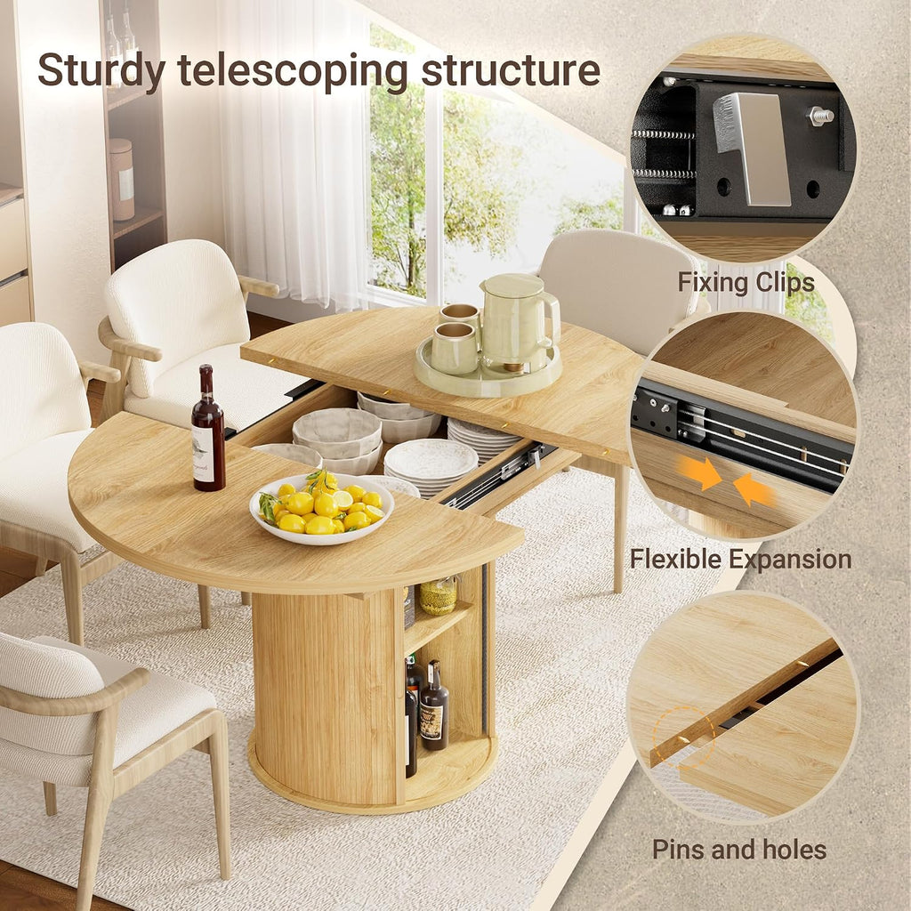 Natural Pedestal Extendable Dining Table