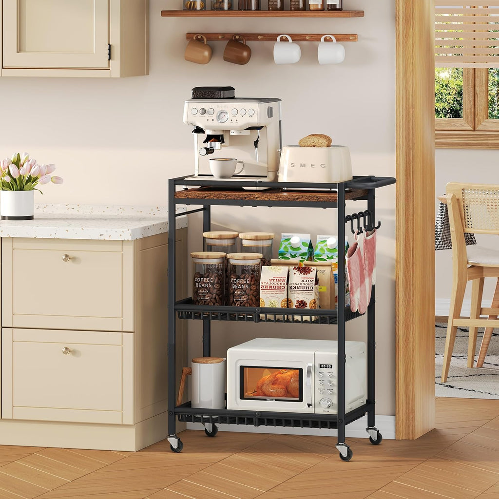 Vintage 3-Tier Rolling Kitchen Storage Cart