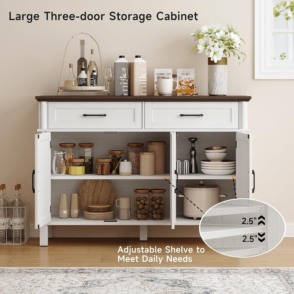 Off White Farmhouse 48in Storage Sideboard