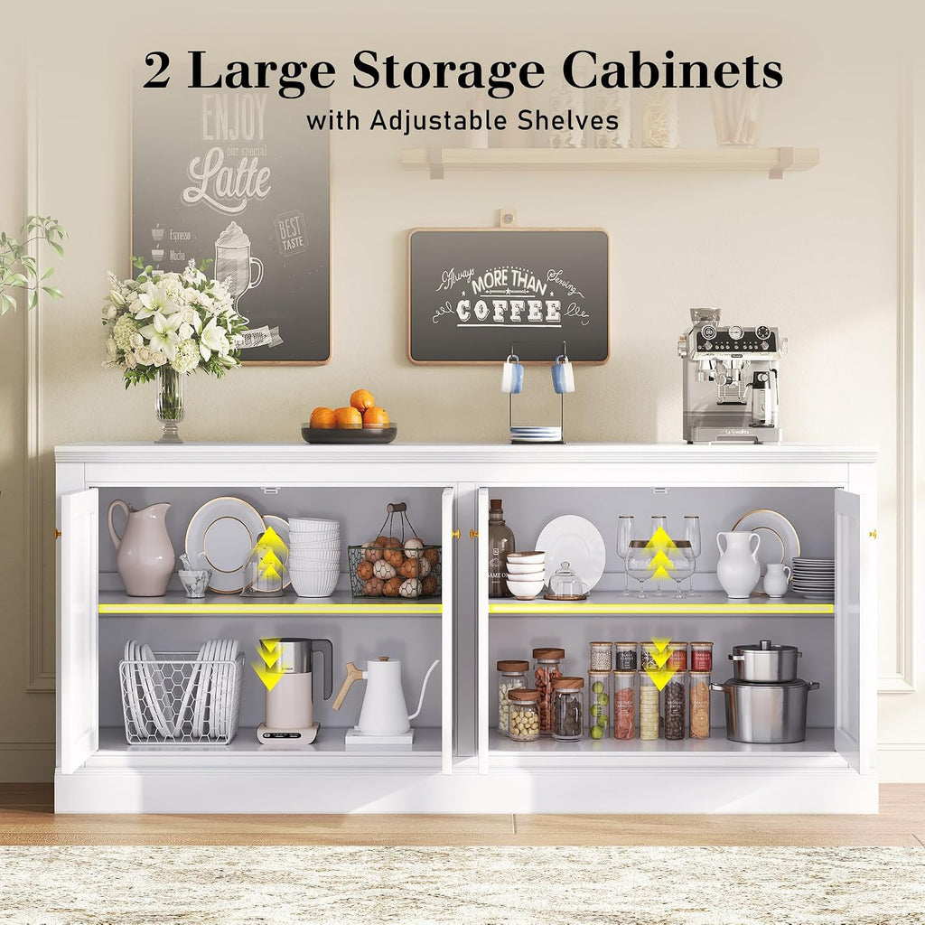 White 72in Barn Door Farmhouse Storage Sideboard