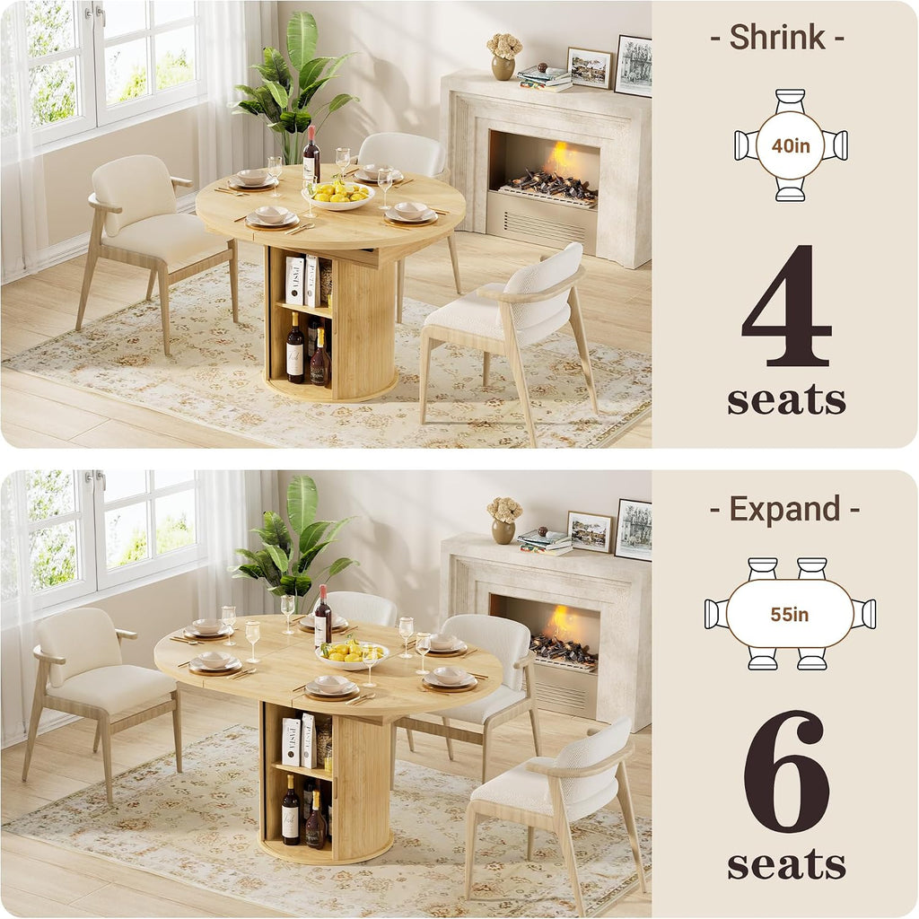 Natural Pedestal Extendable Dining Table