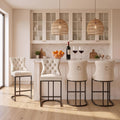 Beige 26" Faux Leather Metal Leg Counter Stools Set of 4