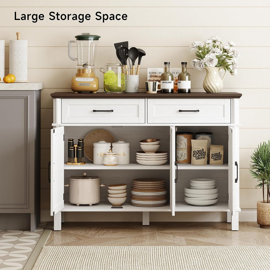 Off White Farmhouse 48in Storage Sideboard