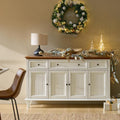 White Tufted 58in Farmhouse Storage Sideboard