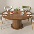Walnut Adjustable Round Farmhouse Dining Table
