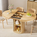 Natural Pedestal Extendable Dining Table