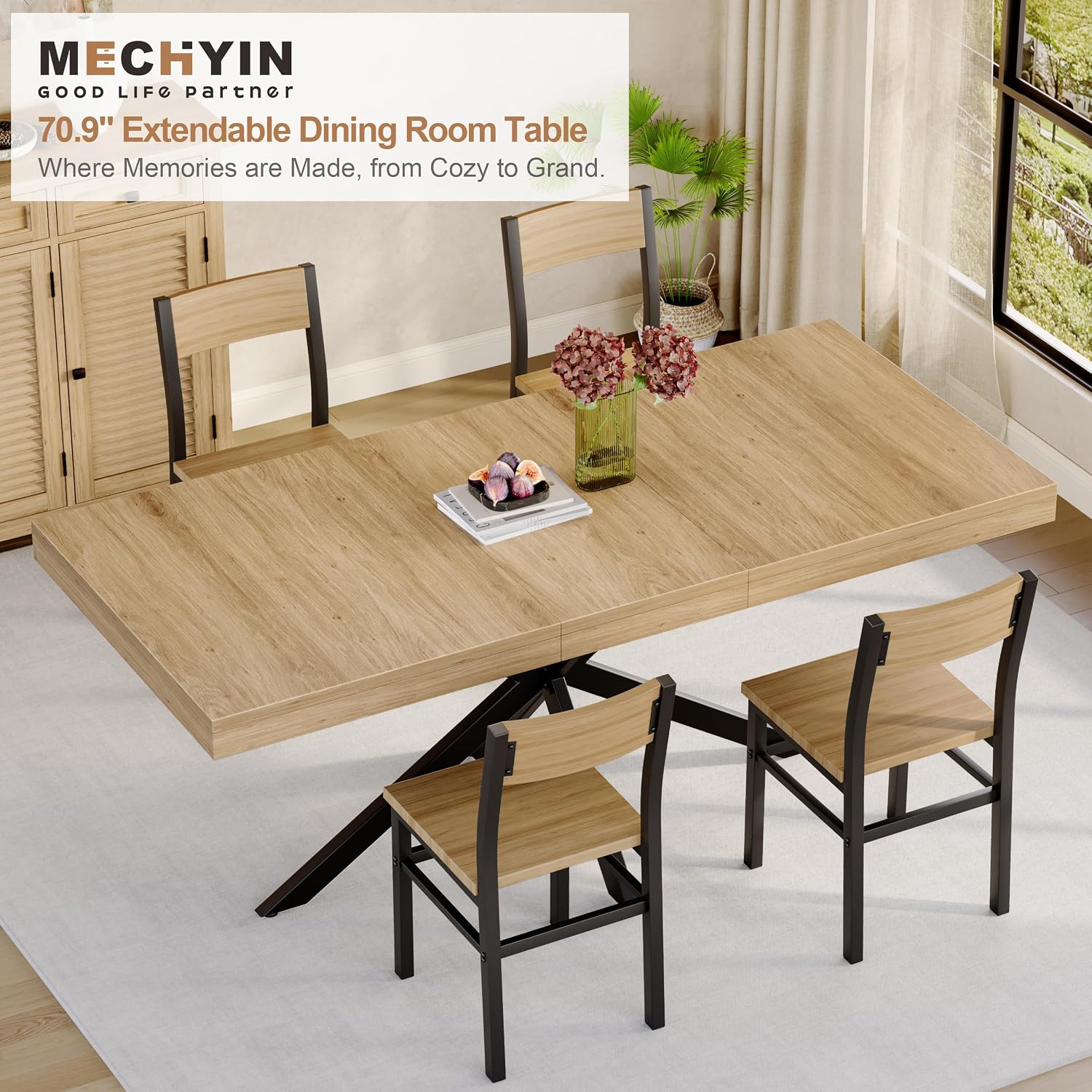 Oak Expandable Rectangular Dining Table