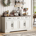 White Walnut 66in Farmhouse Storage Sideboard