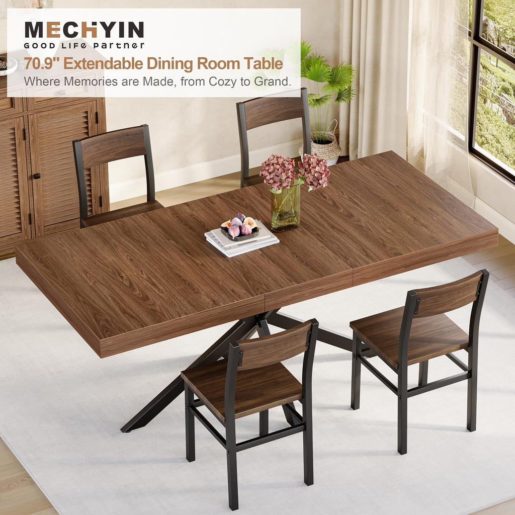 Walnut Storage Extendable Dining Table
