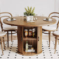 Walnut Storage Round Farmhouse Table