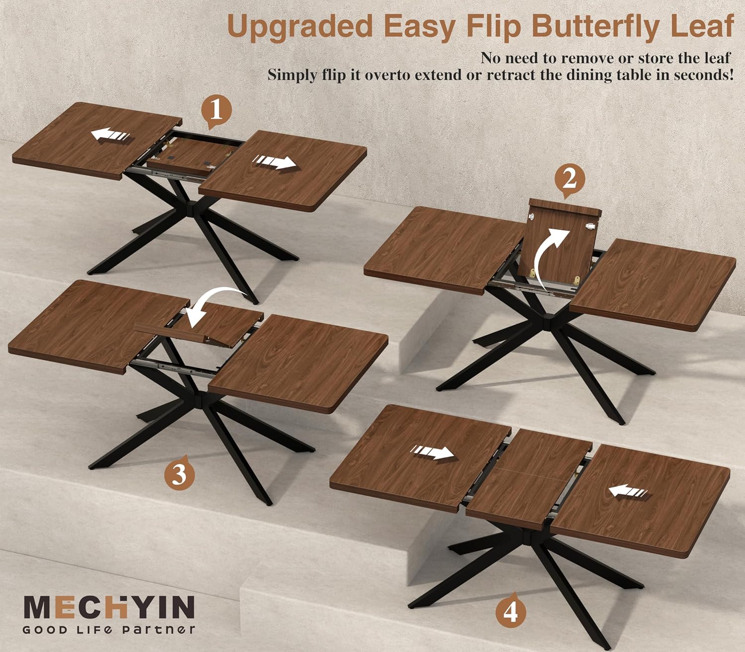Walnut Butterfly Leaf Extendable Table